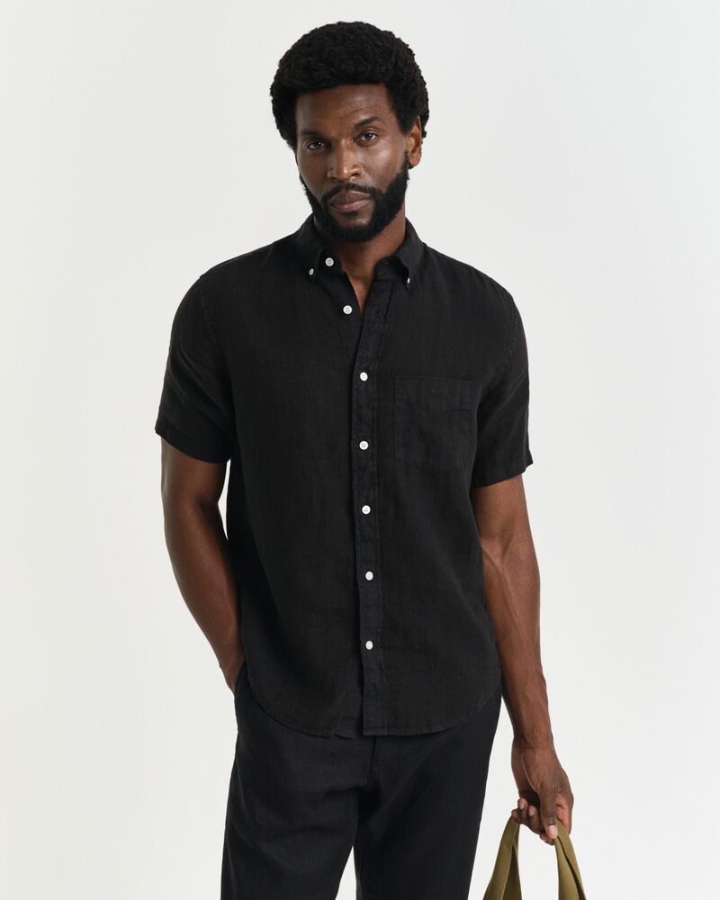 REG GMNT DYED LINEN SHIRT Black / S