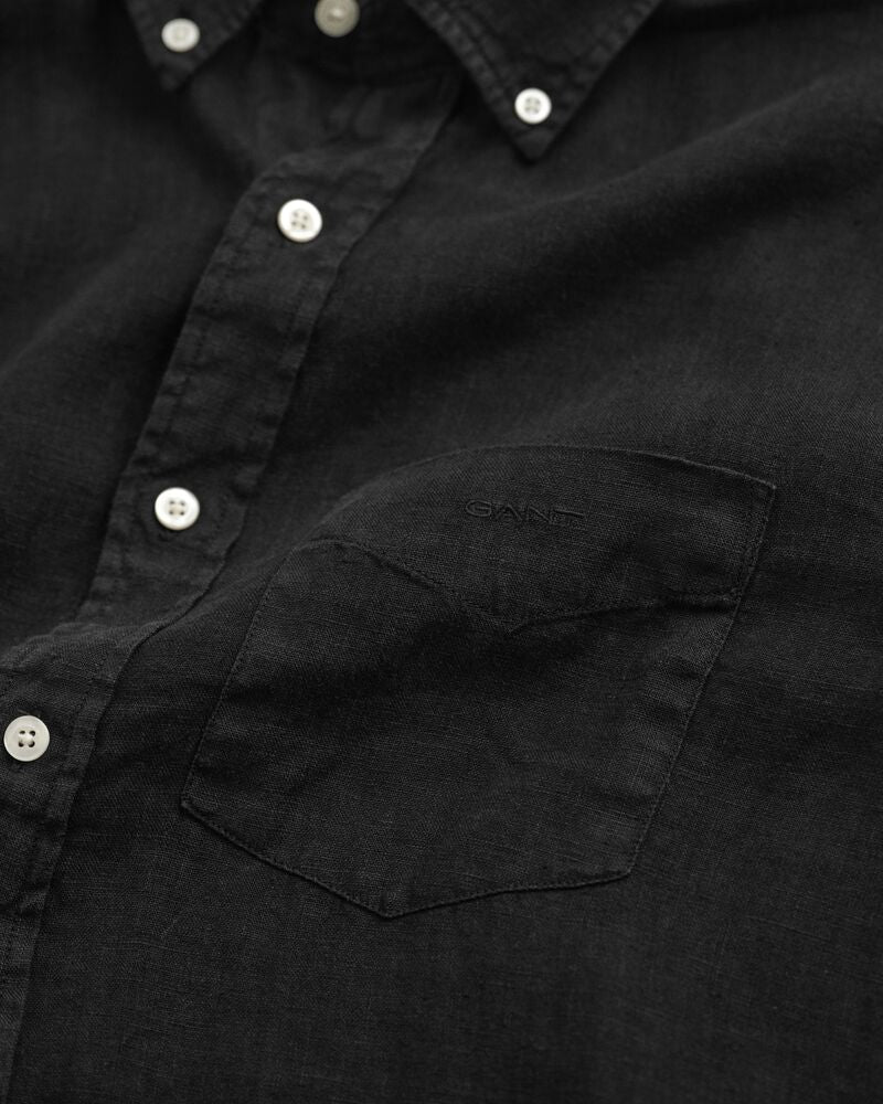 REG GMNT DYED LINEN SHIRT Black / S