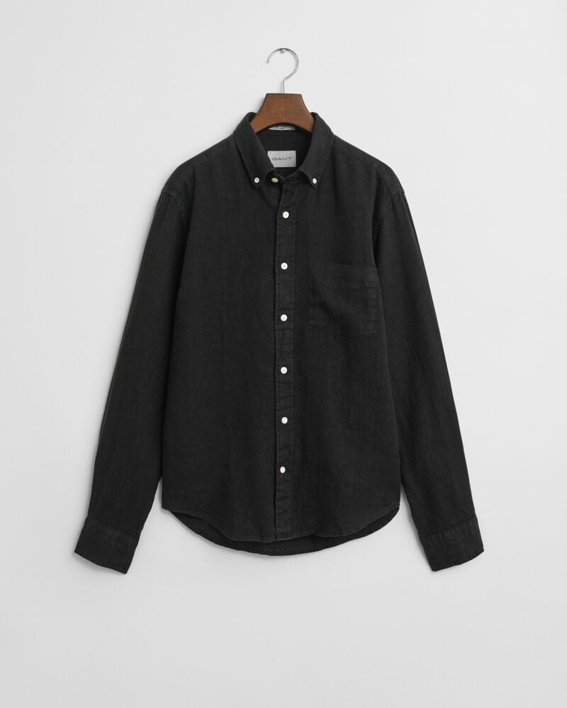 REG GMNT DYED LINEN SHIRT Black / S