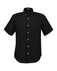 REG GMNT DYED LINEN SHIRT Black / S
