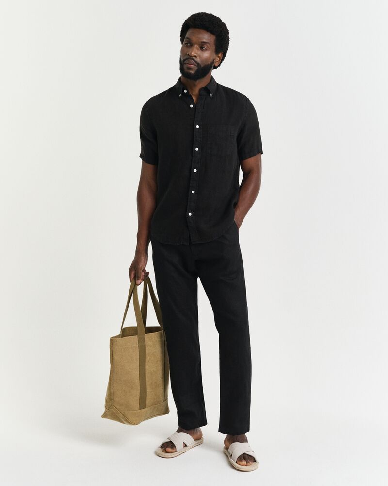 REG GMNT DYED LINEN SHIRT Black / S
