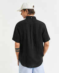 REG GMNT DYED LINEN SS SHIRT Black / S