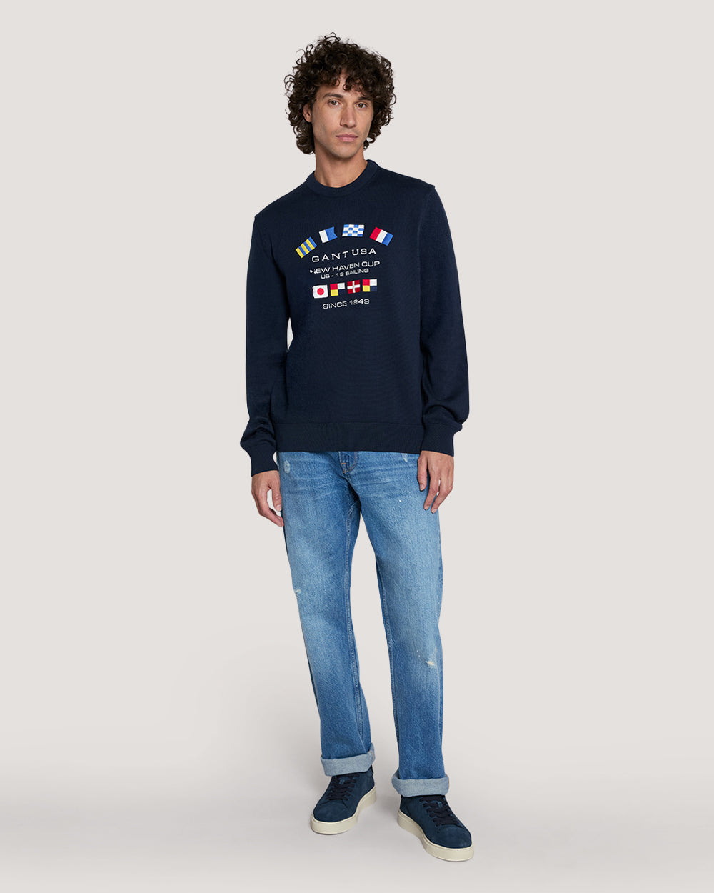 Nautical Flags Crew Neck Sweater Blue / M