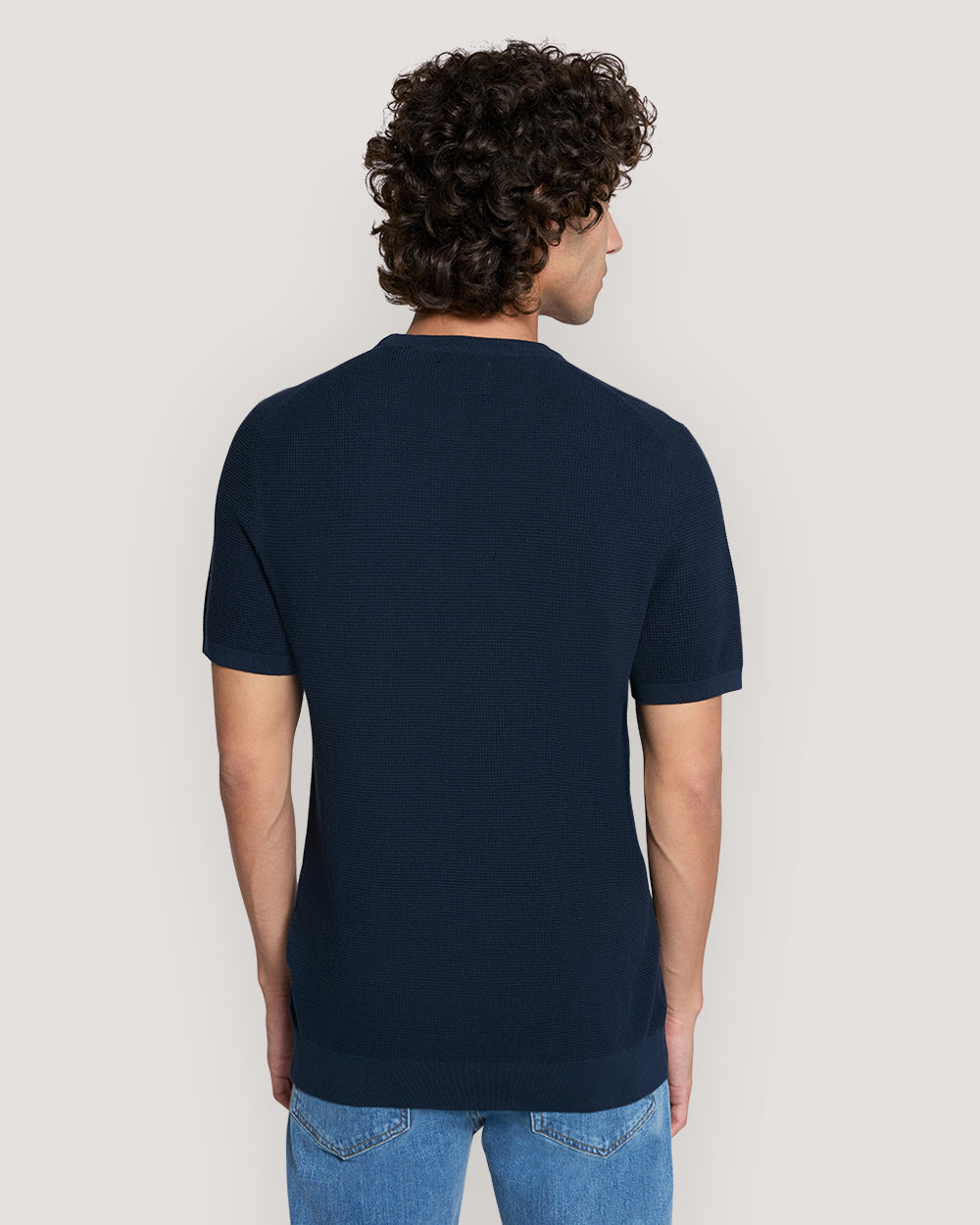 MICRO TEXTURED COTTON SS C-NECK Blue / M