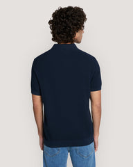 Micro Textured Cotton Polo Shirt Blue / M