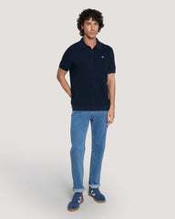 Micro Textured Cotton Polo Shirt Blue / M