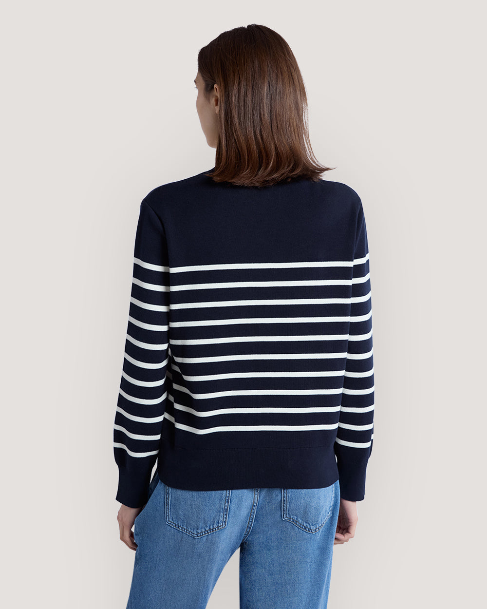 Striped Cotton Cardigan Blue / M