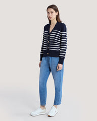 Striped Cotton Cardigan Blue / M