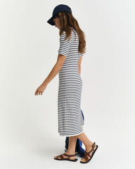 Striped Rib Knit Short Sleeve Rugger Dress
