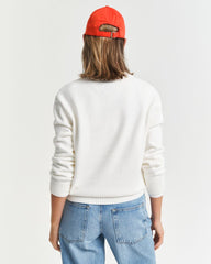 Graphic Cotton Crew Neck Sweater White / S
