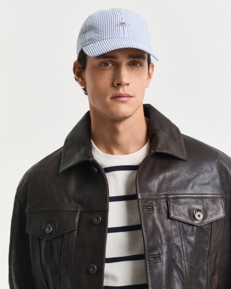 Striped Seersucker Cap Blue / OS