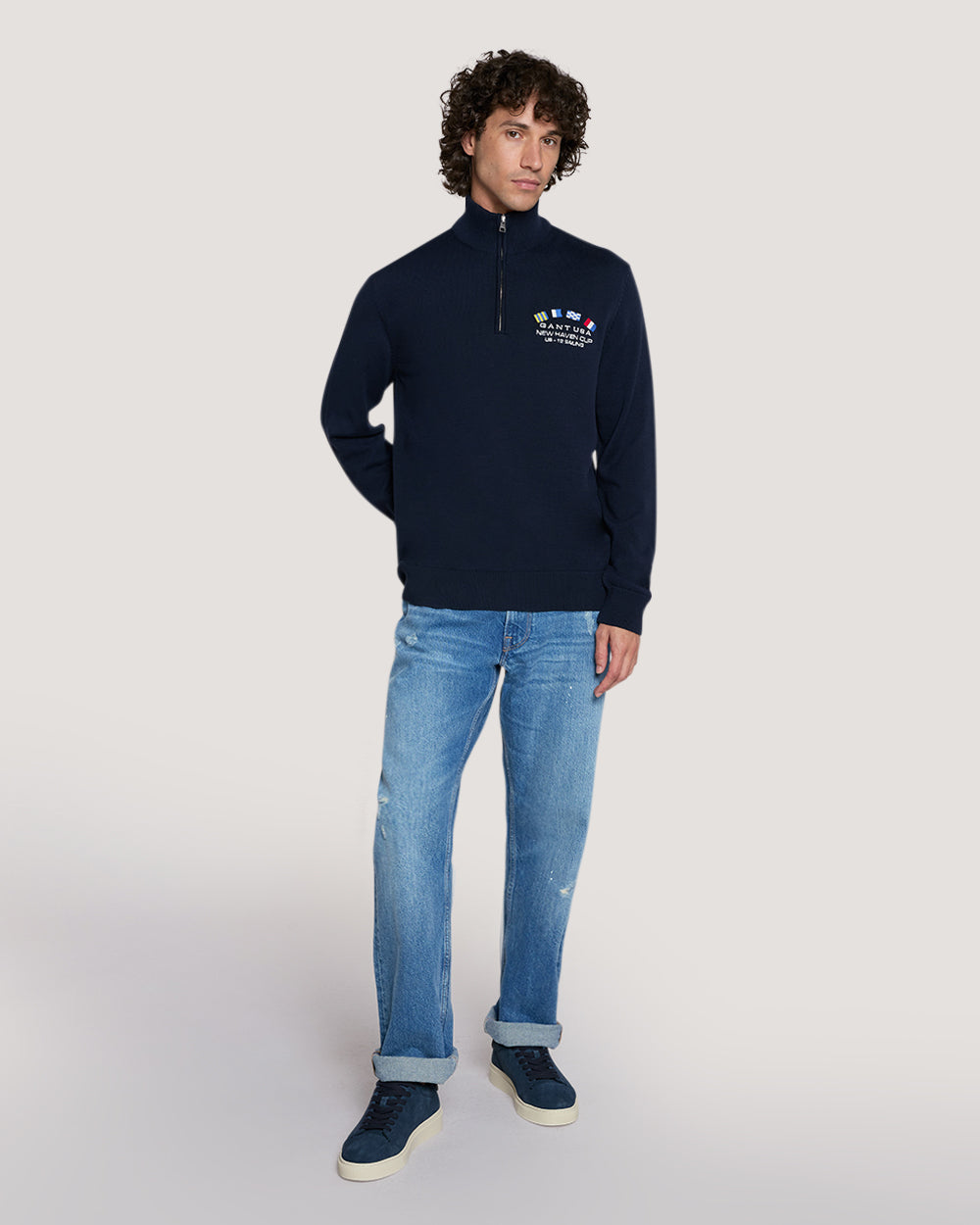 Nautical Flags Half-Zip Sweater
