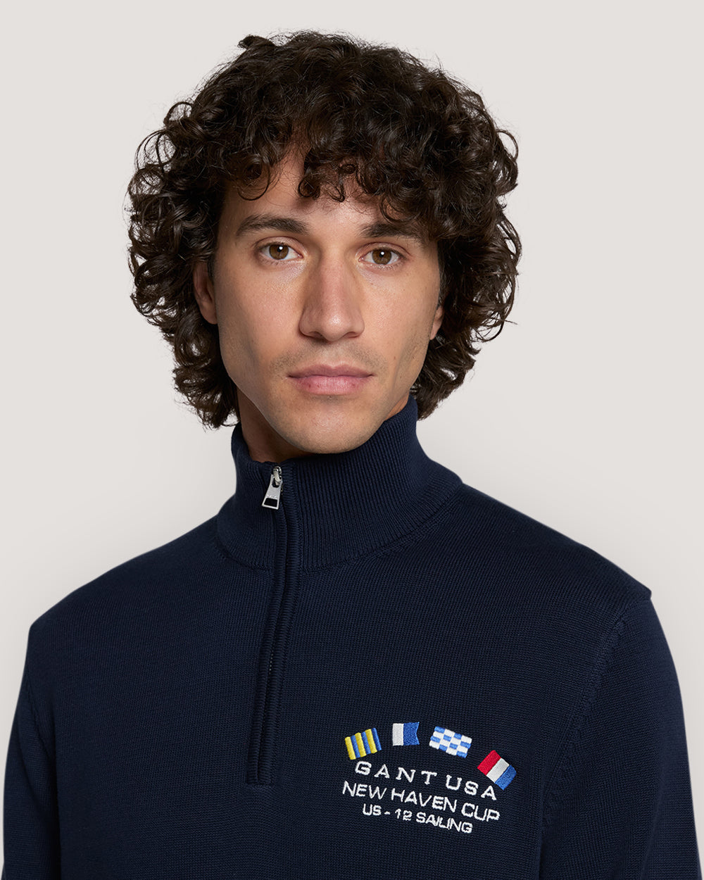 Nautical Flags Half-Zip Sweater