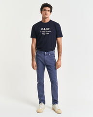 SLIM COT/LINEN JEANS Dusty Navy / 30X32