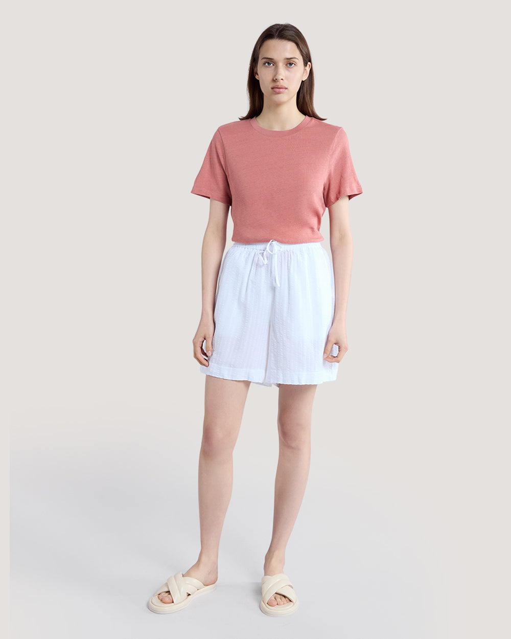 Tonal Striped Seersucker Shorts