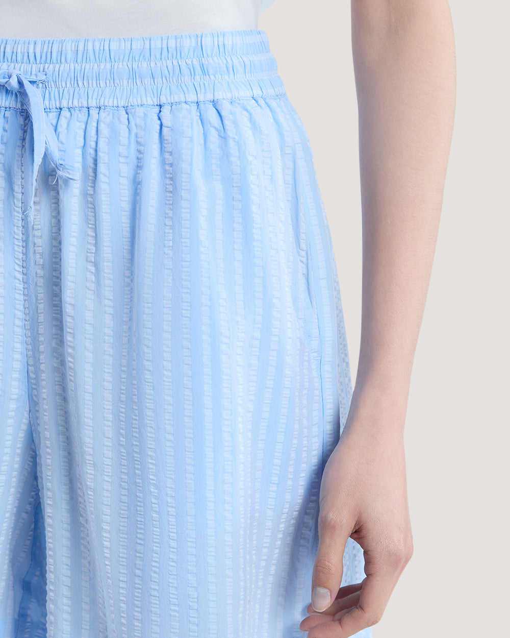 Tonal Striped Seersucker Shorts Blue / 36