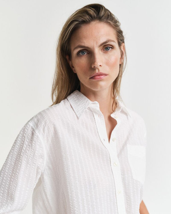 Relaxed Fit Tonal Striped Seersucker Shirt