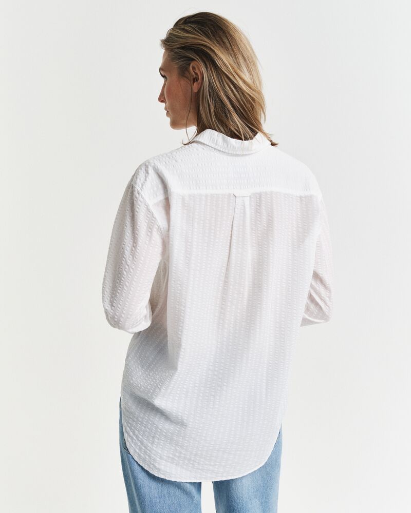 Relaxed Fit Tonal Striped Seersucker Shirt