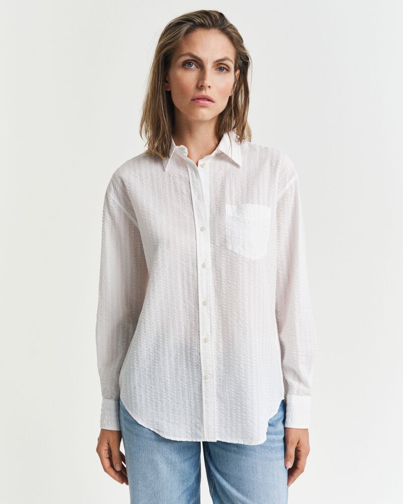 Relaxed Fit Tonal Striped Seersucker Shirt