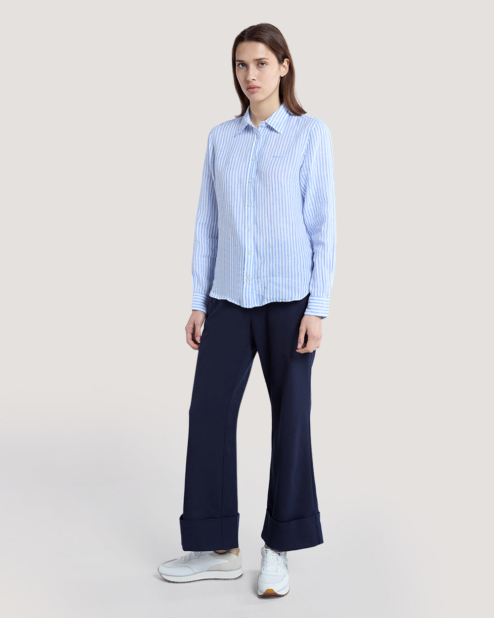 Regular Fit Striped Linen Shirt Blue / 36