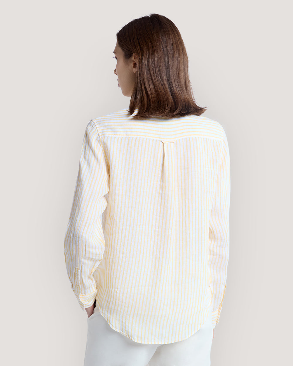 Regular Fit Striped Linen Shirt Yellow / 36
