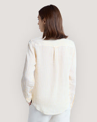 Regular Fit Striped Linen Shirt Yellow / 36
