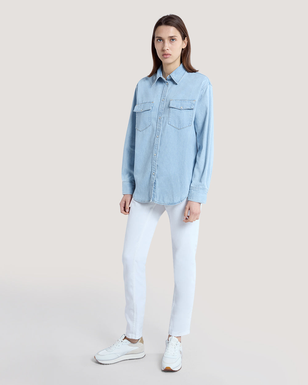 Relaxed Fit Pocket Detail Denim Shirt Light Indigo / 36