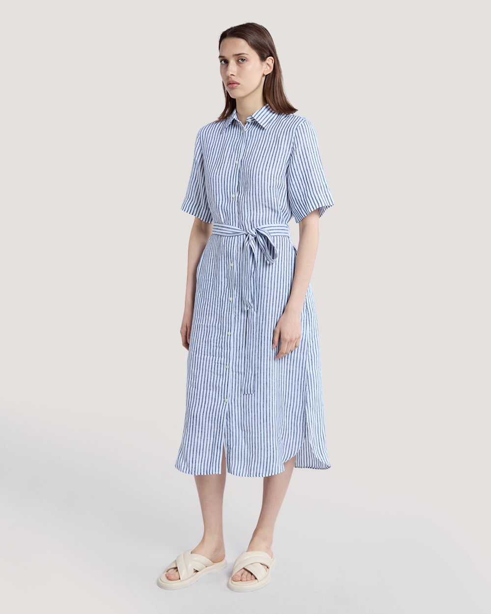 Striped Linen Shirt Dress