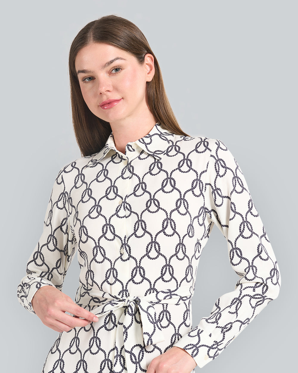 Rope Print Shirt Dress