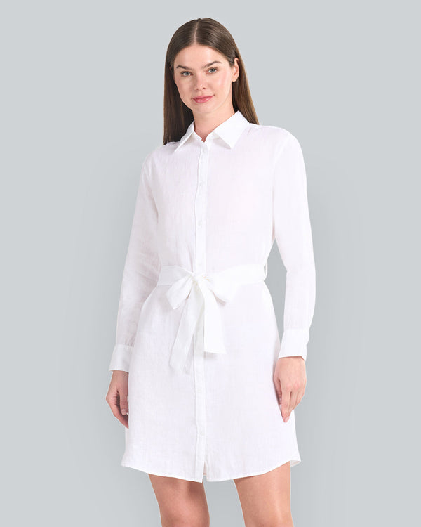 Belted Linen Shirt Dress