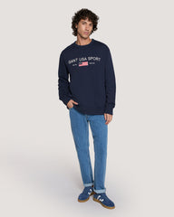 Graphic Crew Neck Sweatshirt Blue / M