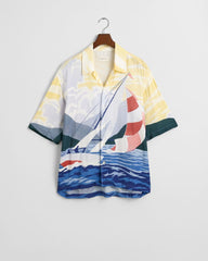 Relaxed Fit Sailing Scene Short Sleeve Shirt Red / S