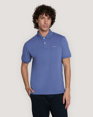 Contrast Piqué Polo Shirt Dusty Navy / M