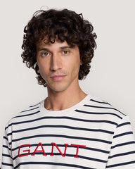 Striped Graphic T-Shirt Cream / M