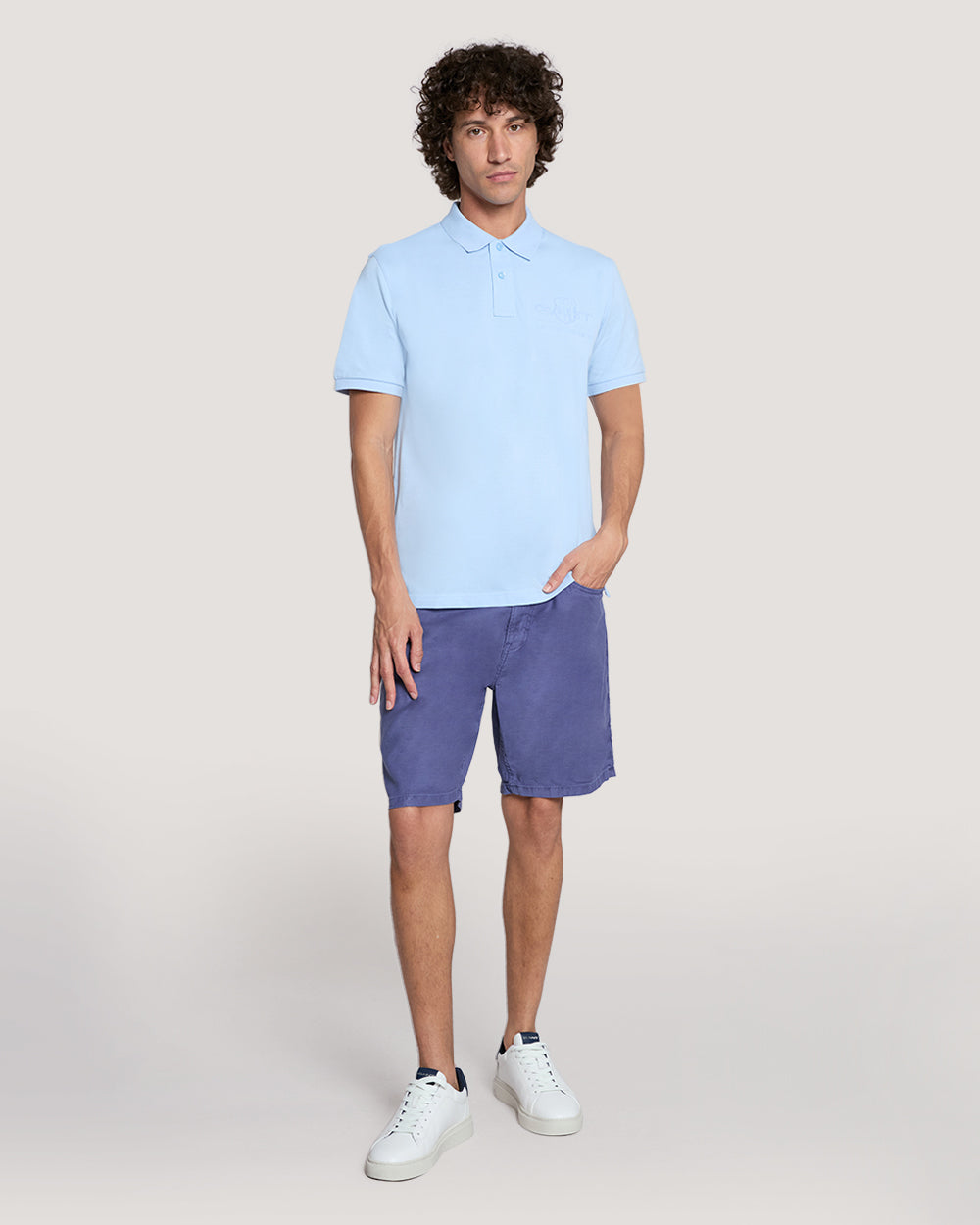Tonal Shield Polo Shirt Blue / M