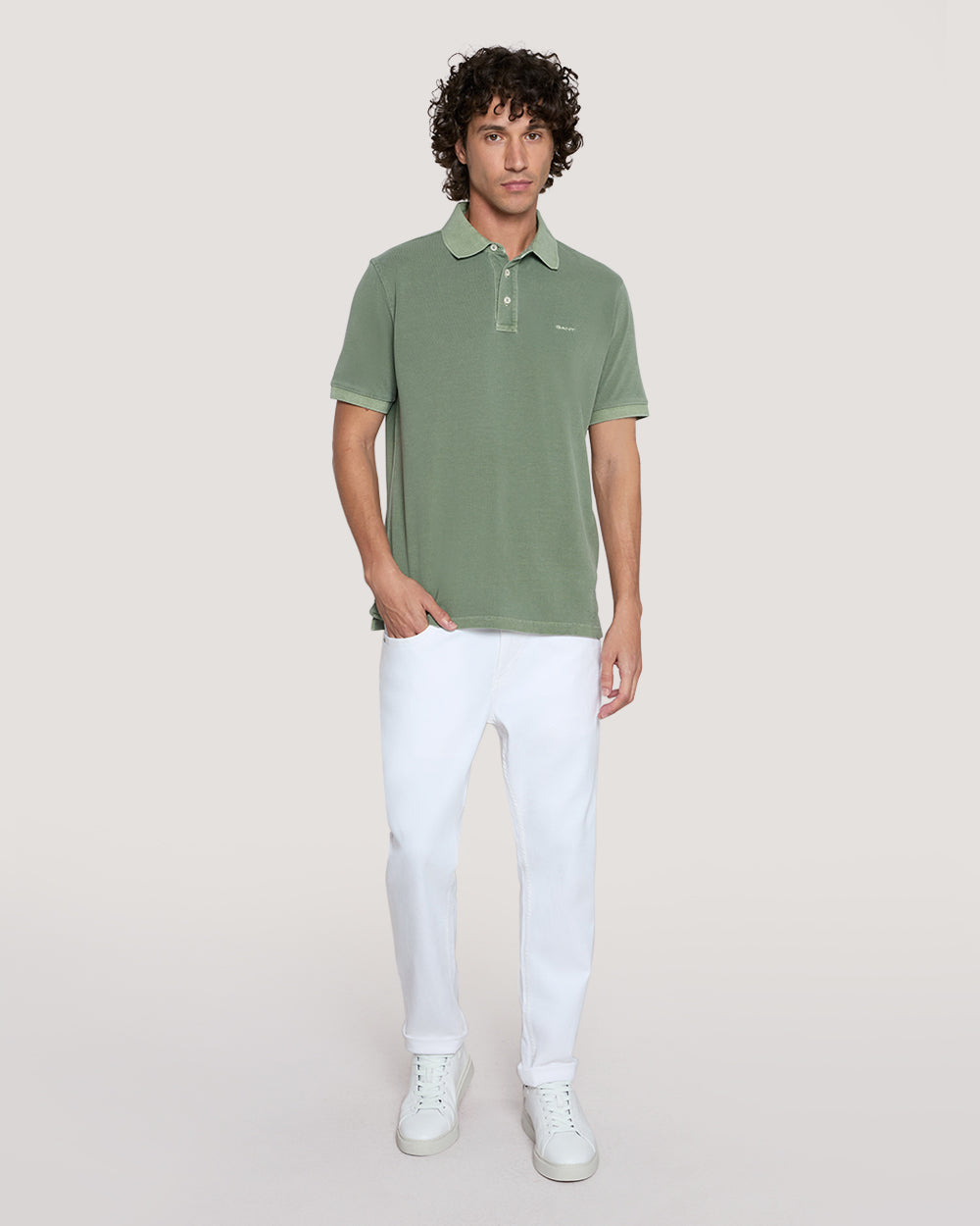 Sunfaded Piqué Polo Shirt Green / M