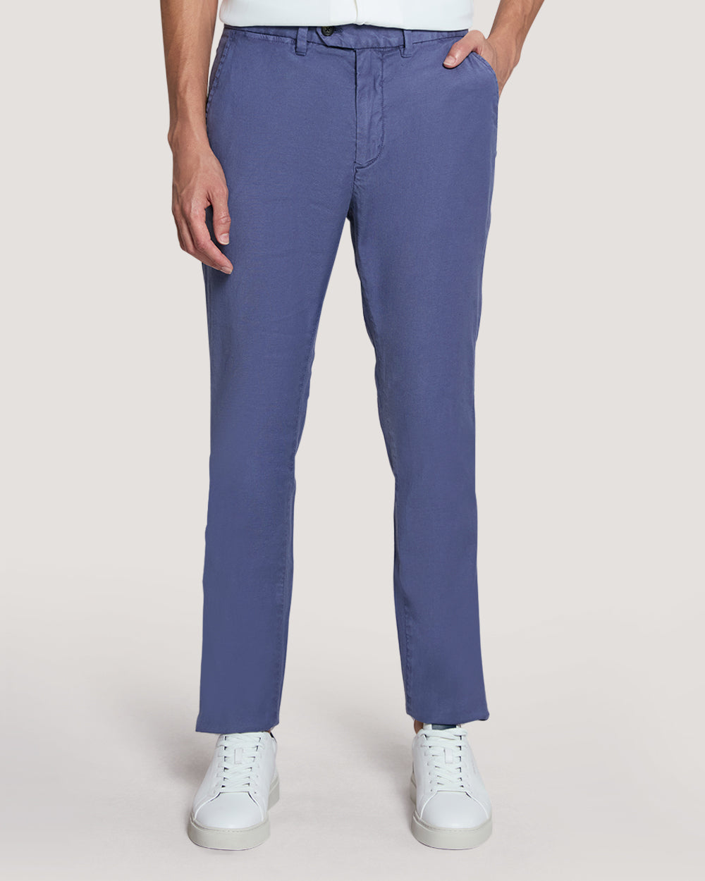 Slim Fit Cotton Linen Chinos Dusty Navy / 32X32