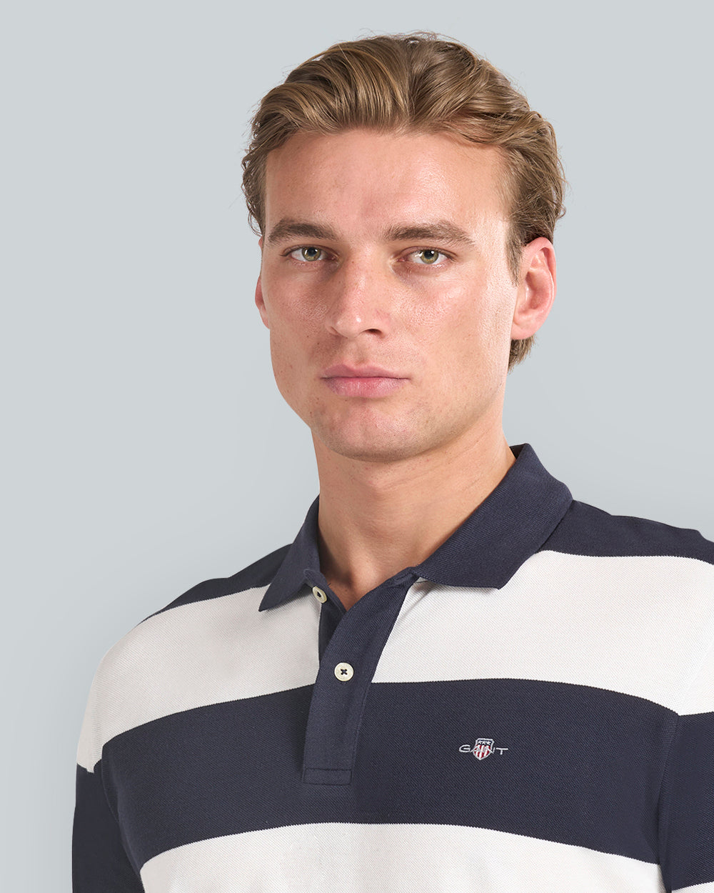 Block Striped Piqué Polo Shirt Blue / L