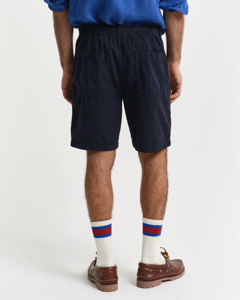 Regular Fit Garment Dyed Seersucker Shorts Blue / S