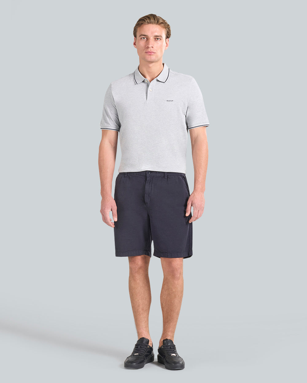 Regular Fit Garment Dyed Seersucker Shorts Blue / L