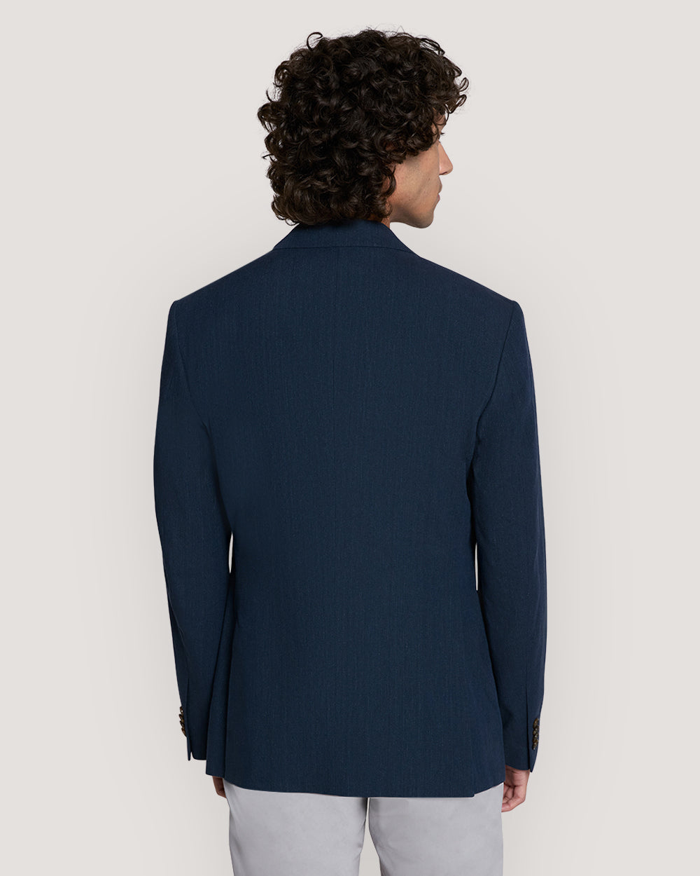 Slim Fit Cotton Linen Suit Jacket Blue / 50