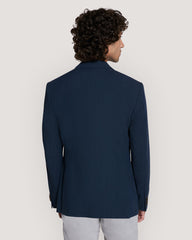 Slim Fit Cotton Linen Suit Jacket Blue / 50