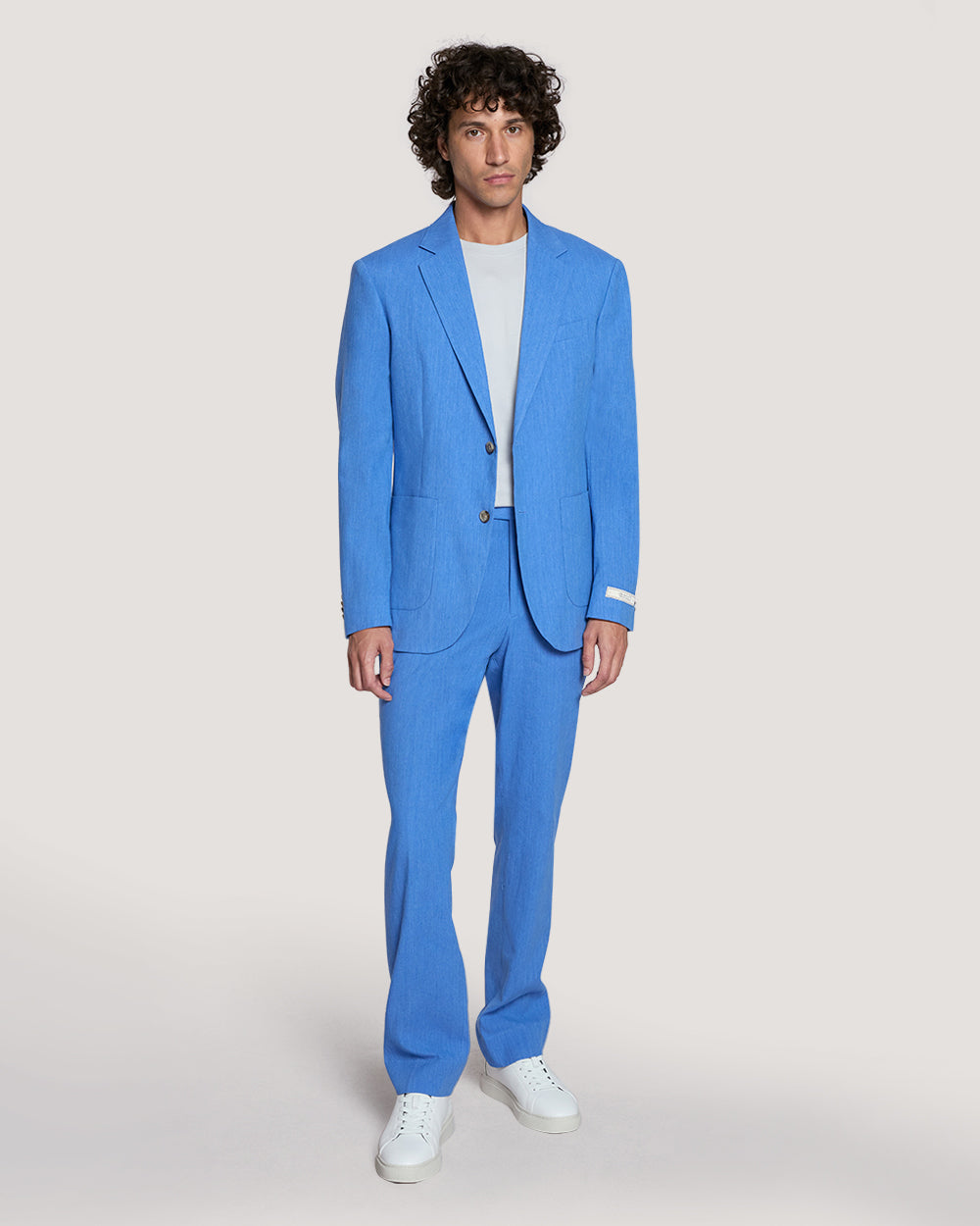 Slim Fit Cotton Linen Suit Jacket Salty Sea / 50