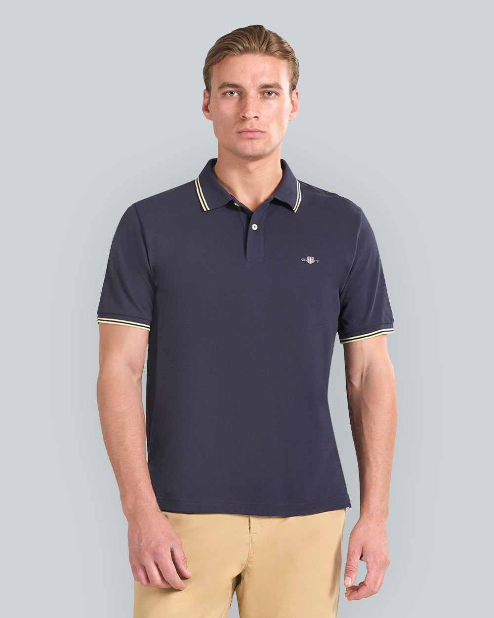 CONTRAST TIPPING POLO Blue / L
