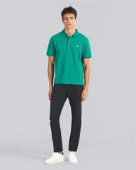 Textured Striped Polo Shirt Green / L