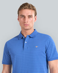 Textured Striped Polo Shirt Blue / L