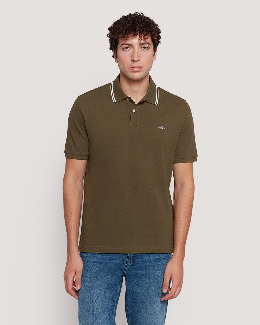 Gant Men’S Short Sleeve Tipped Collar Piqué Polo Shirt