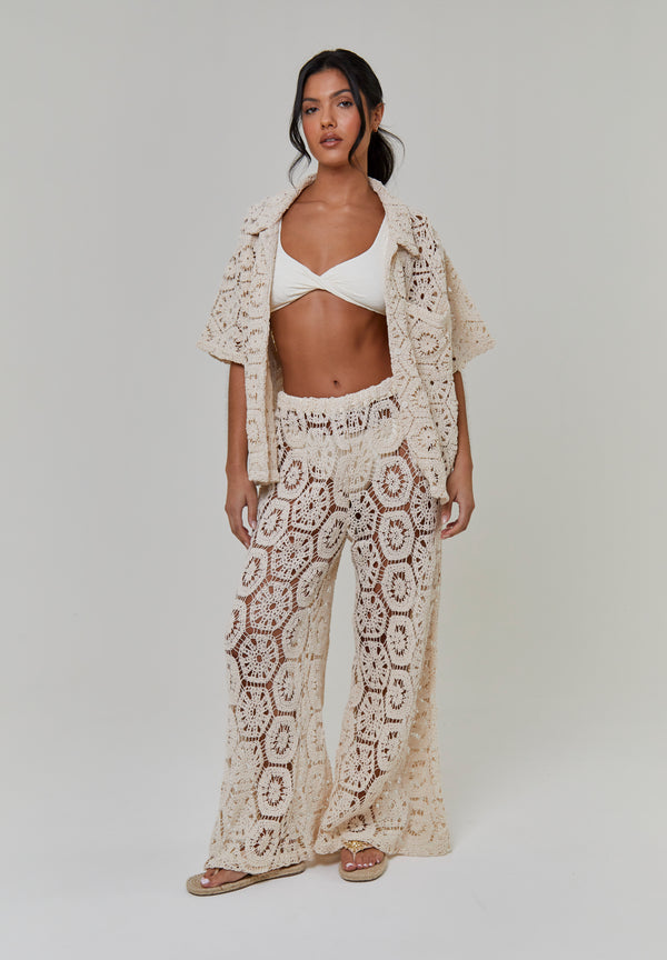 South Beach Crochet Wide Leg Trousers