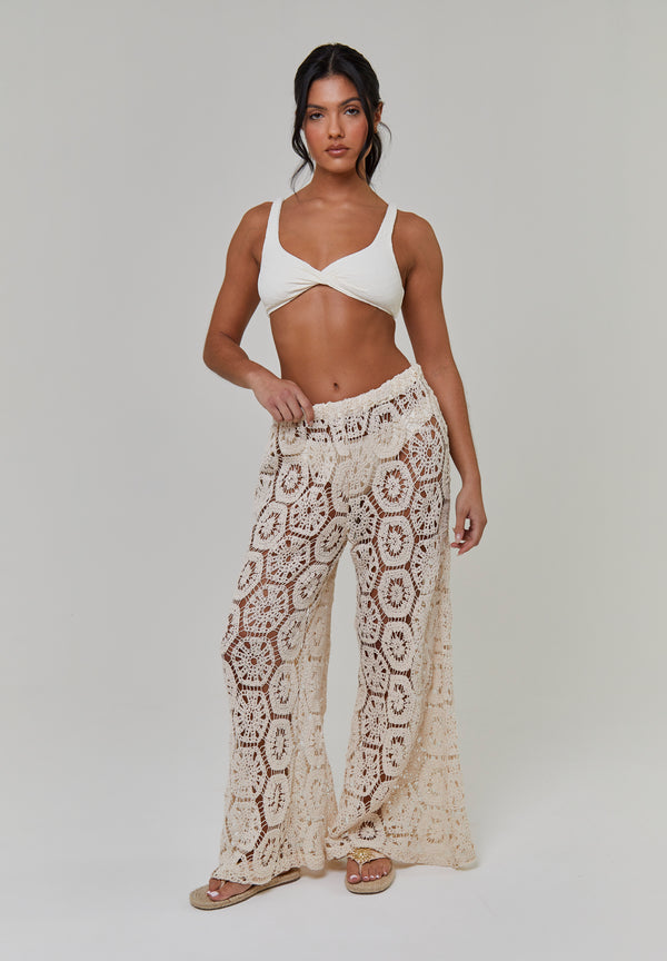 South Beach Crochet Wide Leg Trousers