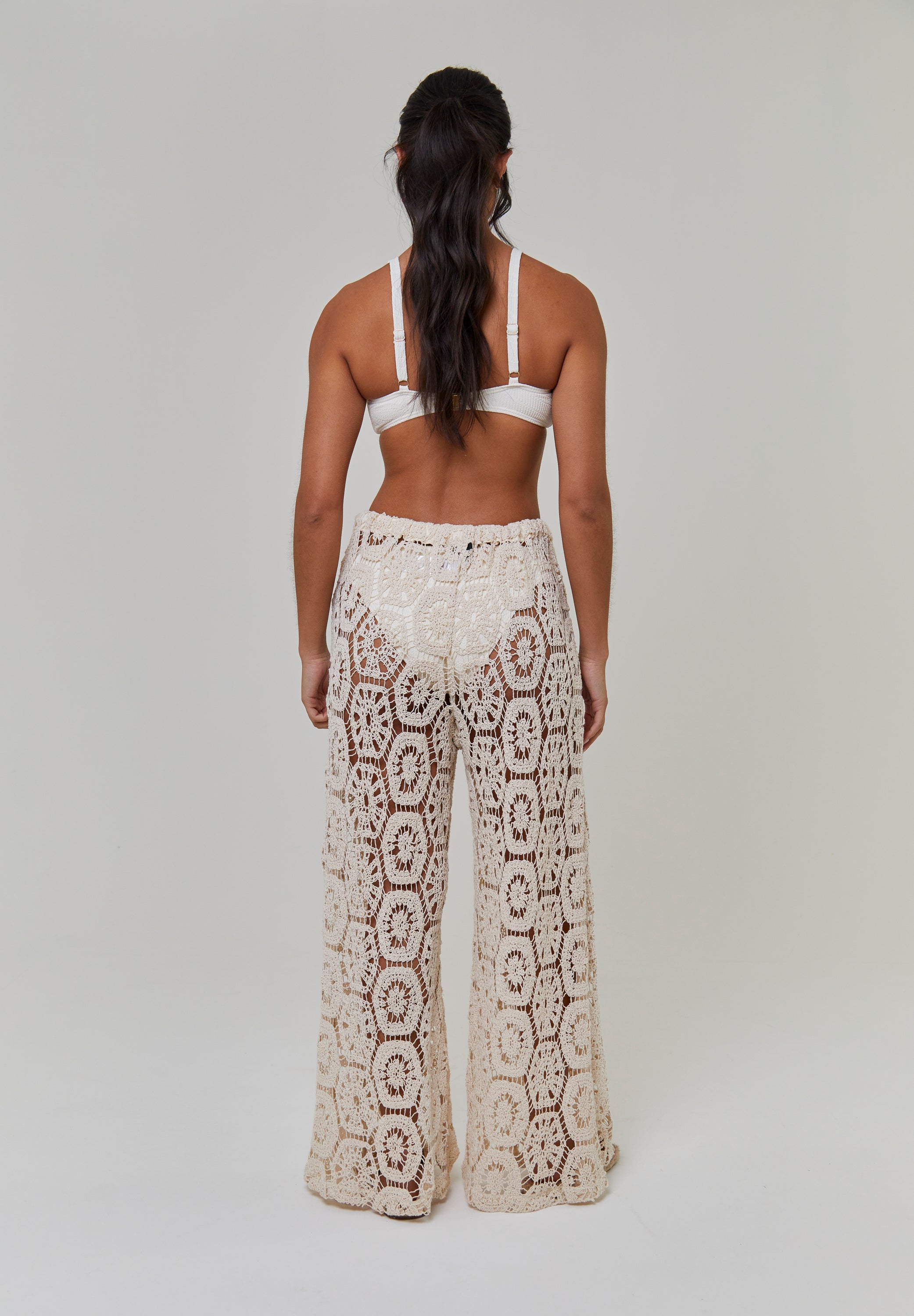 CROCHET WIDE LEG TROUSERS